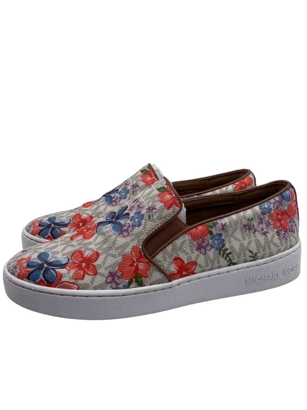 Michael Kors Womens Shoes Slip On Sz 7.5 Floral Coated Canvas Flat Casual Floral